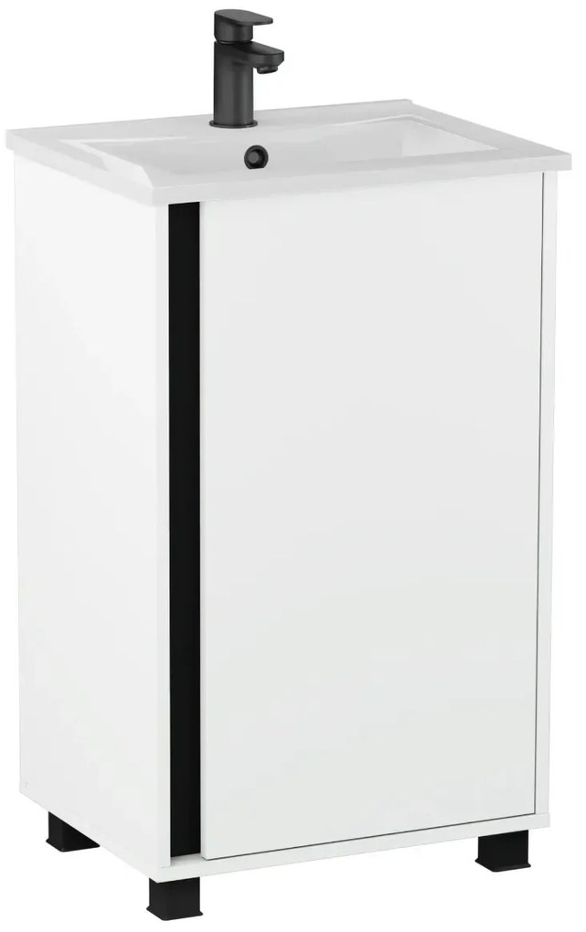 Zestaw Szafka z umywalką FOX 49 cm biała/czarna KROFAM