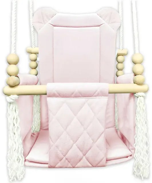 Różowa kubełkowa huśtawka miś dla dziewczynki E8-M81