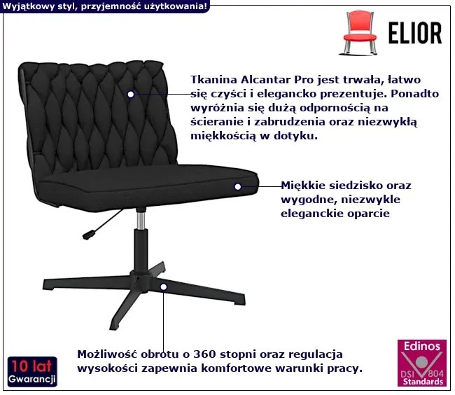 Fotel do biurka glamour czarny W2-G13