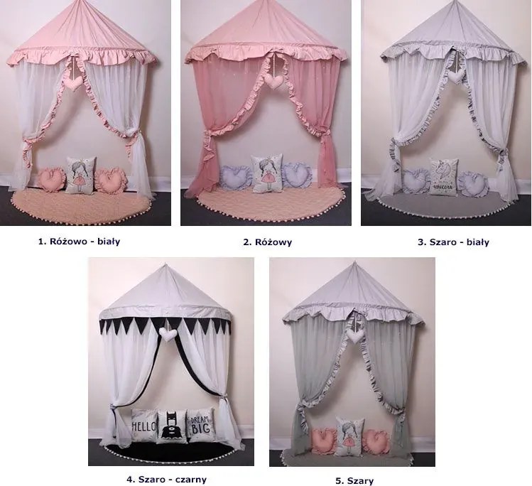 Szary baldachim nad łóżeczko z oświetleniem LED C8-A30