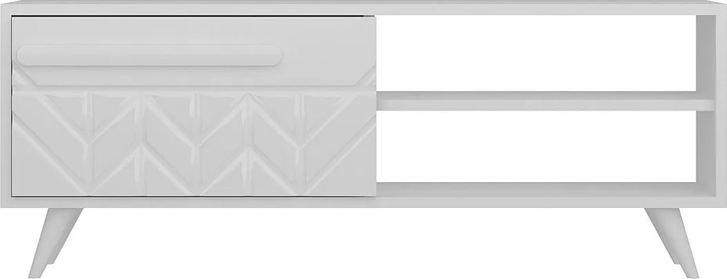 Nowoczesny stolik pod TV – 120 cm – Biały – Płyta wiórowa pokryta melaminą