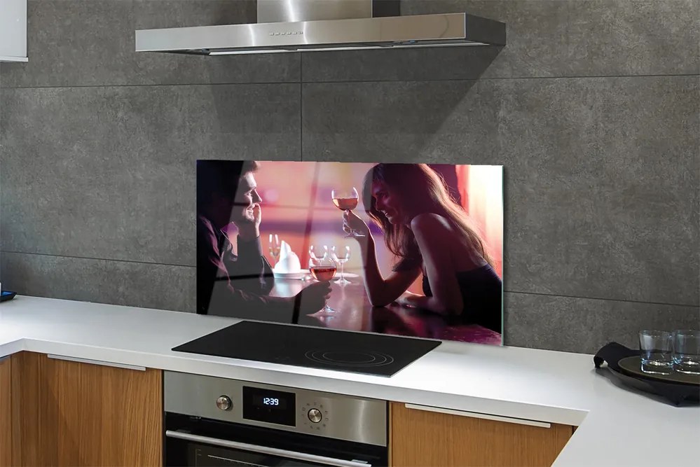 Panel szklany do Kuchni Ludzie z Kieliszkami