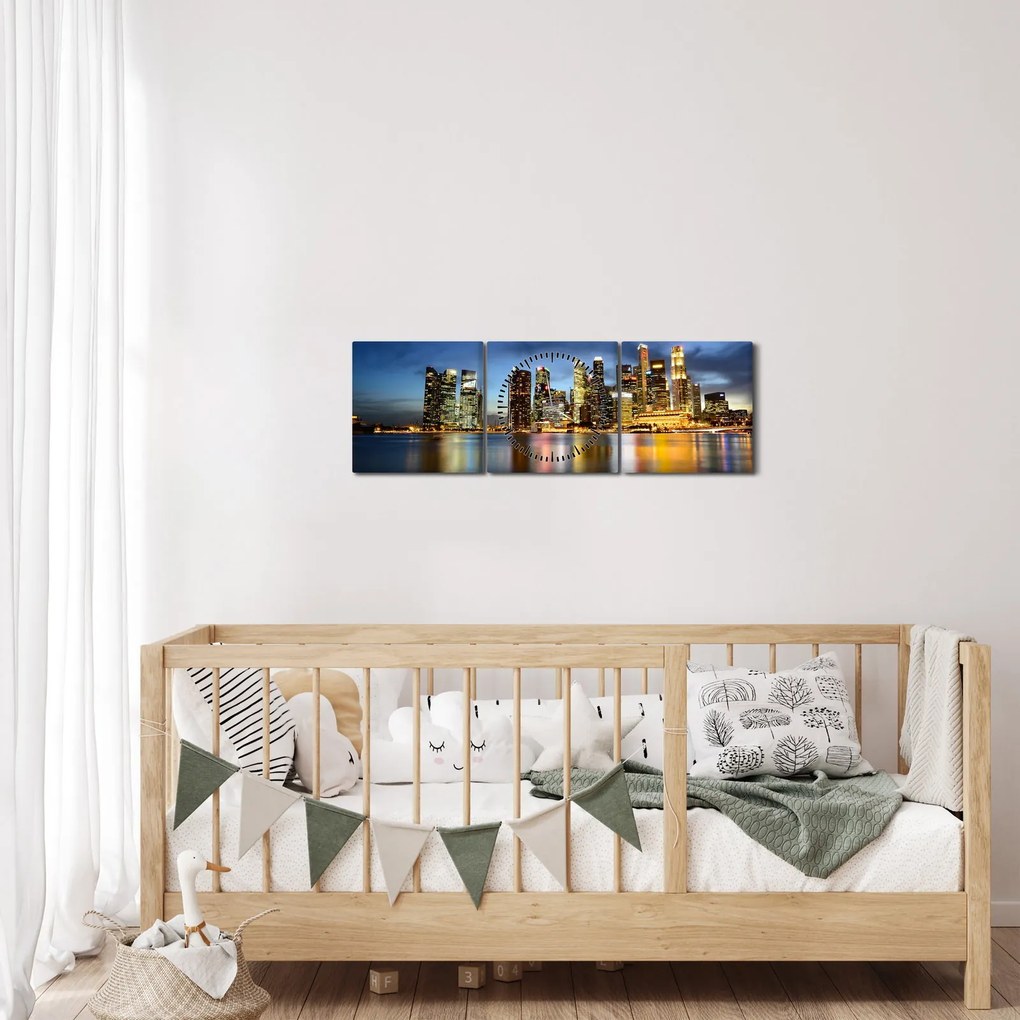 Obraz drapaczy chmur (z zegarem) (90x30 cm)
