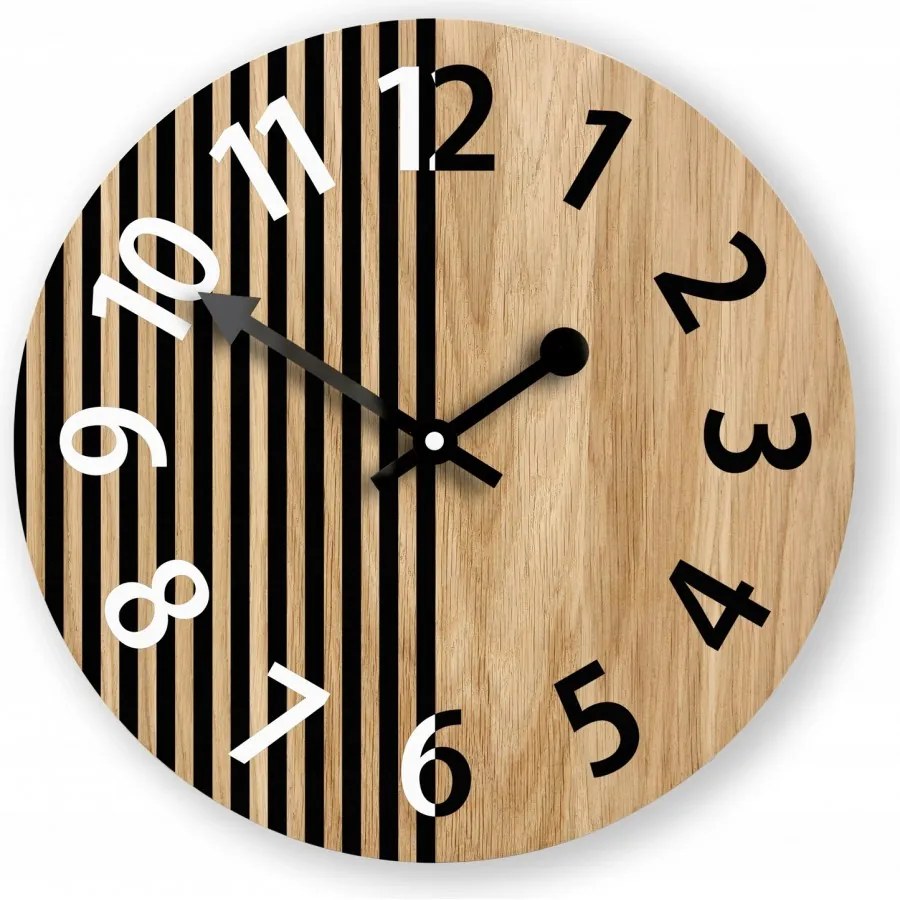 Zegar na ścianę nowoczesny drewniany z cichym mechanizmem okrągły solidny