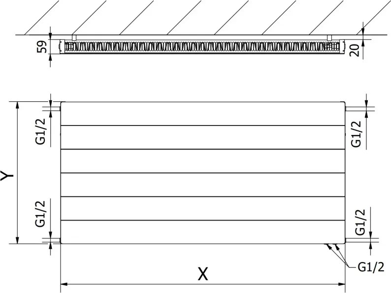 Mexen Line CVL11 grzejnik płytowy 600 x 1200 mm, podłączenie dolne, 940 W, biały - W611L-060-120-00