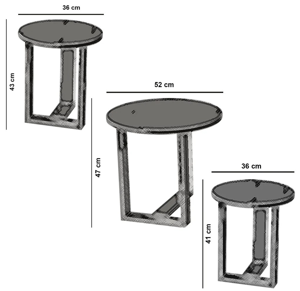 Stolik do odkładania Mira Walnut, 3 szt.