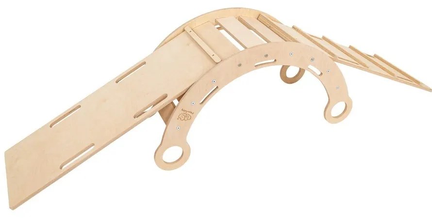 Huśtawka z litego drewna sosnowego w naturalnym kolorze 39x75x38 cm Montessori – Meowbaby