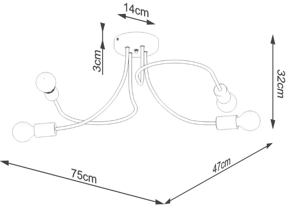 Żyrandol LEVAR 4 czarny SOLLUX  LIGHTING
