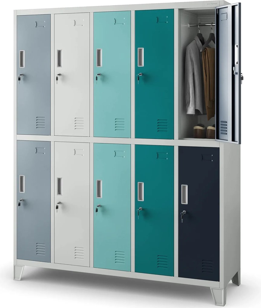 Metalowa szatnia 10-skrytkowa Bartek 136x45x172 cm wielokolorowa