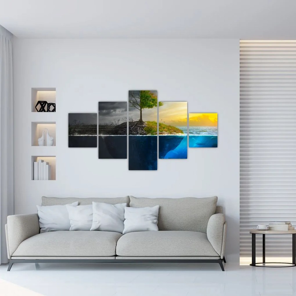 Obraz przedstawiający dwie strony (125x70 cm)