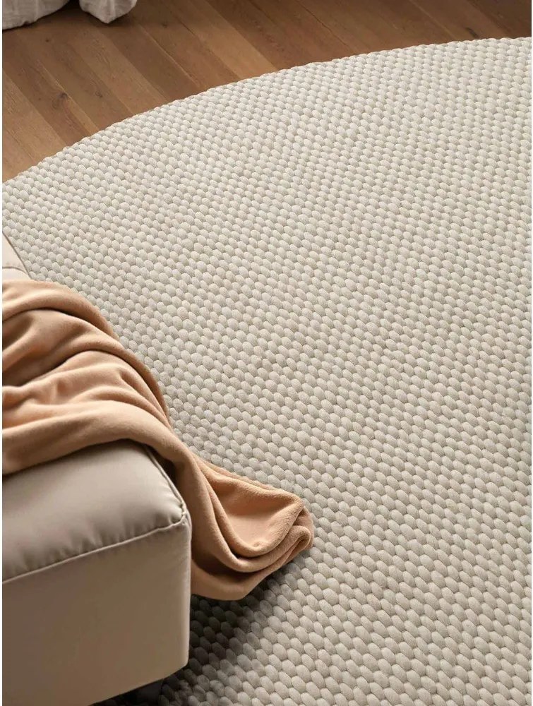 Kremowy wełniany okrągły dywan tkany ręcznie ø 160 cm Lyon Beans – Elle Decoration