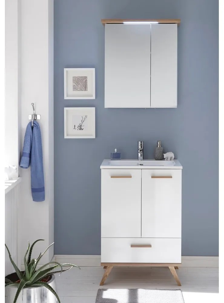 Biała szafka pod umywalkę bez baterii 61x88 cm Set 923 – Pelipal