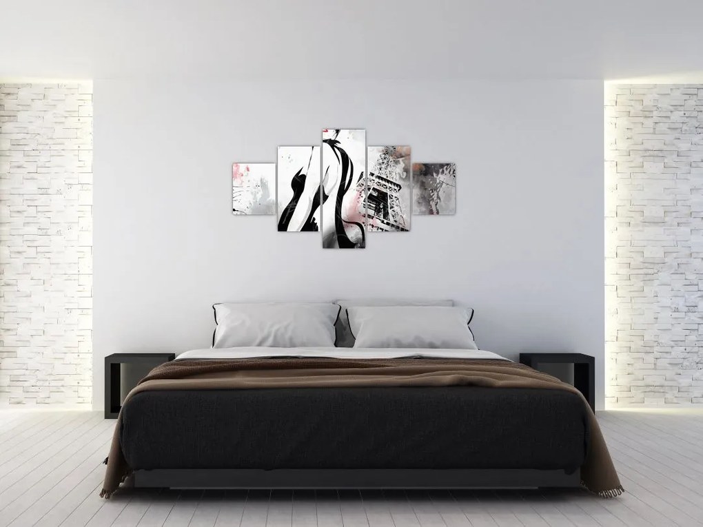 Obraz - Dama i Wieża Eiffla (125x70 cm)