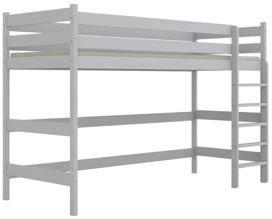 Białe drewniane łóżko jednoosobowe z antresolą - 5 rozmiarów N7-Z21