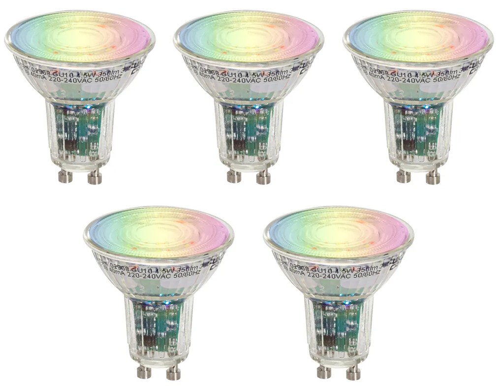 Zestaw 5 inteligentnych żarówek LED GU10 50 RGBW 4,5W 350 lm 2700-6000K