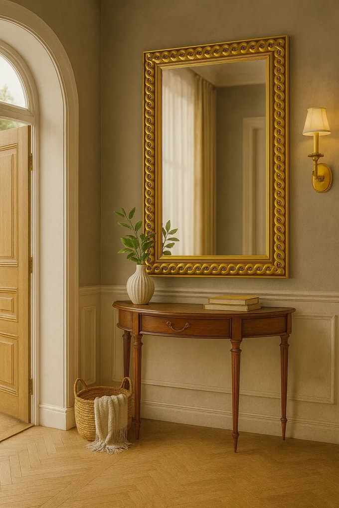 Złote lustro glamour w dekoracyjnej ramie G9-M22