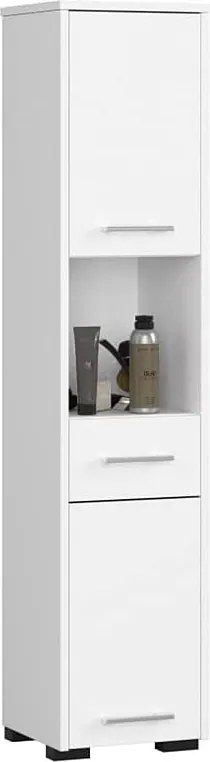 Kolumna łazienkowa, 2 drzwi, 1 szuflada, 140 x 30 x 30 cm, biały mat