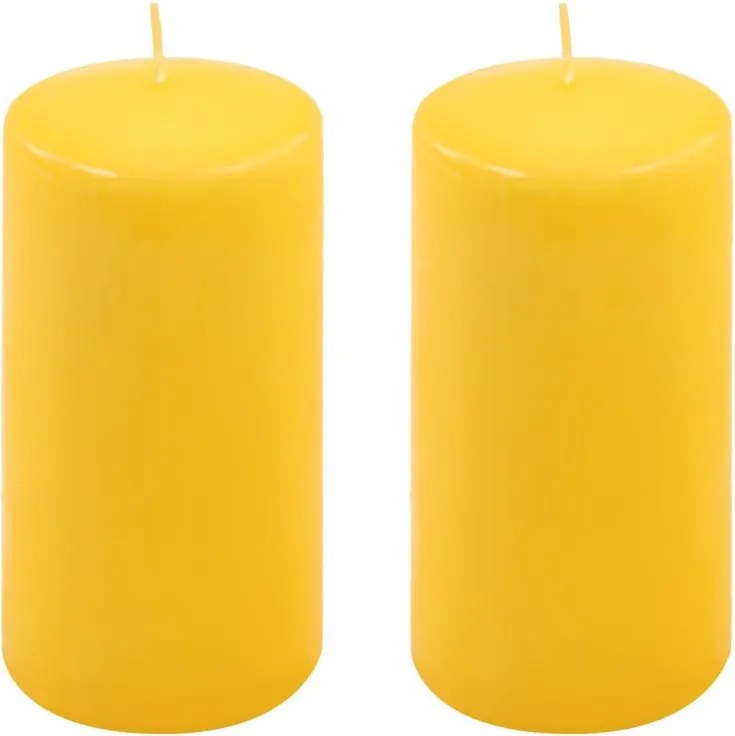 Zestaw świec słupkowych, 15 cm, Ø 7,5 cm, żółty, 2 sztuki.