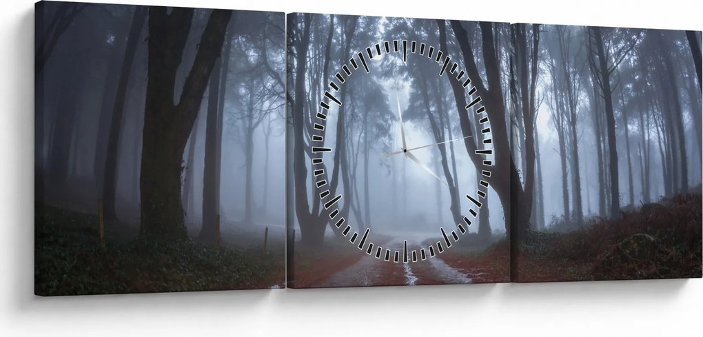 Obraz - W deszczowy dzień (z zegarem) (90x30 cm)