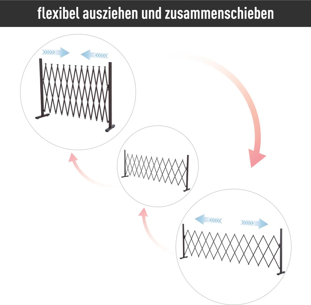 Ogrodzenie harmonijkowe bariera nożycowa 3m do magazynu garażu ogrodu | Aosom PL