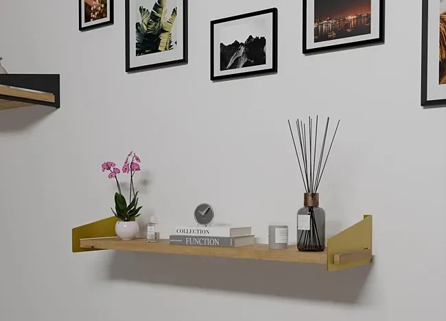 Półka ścienna glamour na kwiaty złoty + dąb artisan T4-L23
