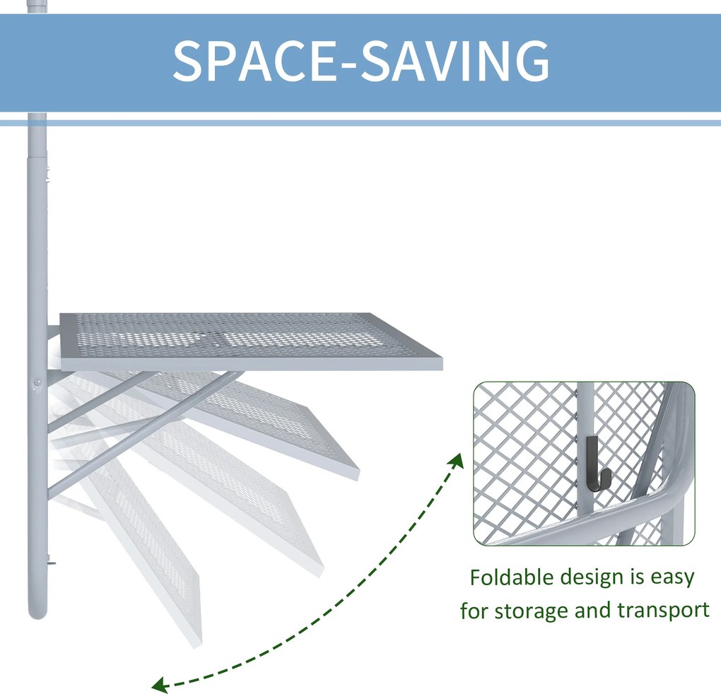 Outsunny Składany stół balkonowy, 4-stopniowo regulowany, metalowy, odporny na warunki atmosferyczne, stół balkonowy 60x40 cm szary | Aosom PL