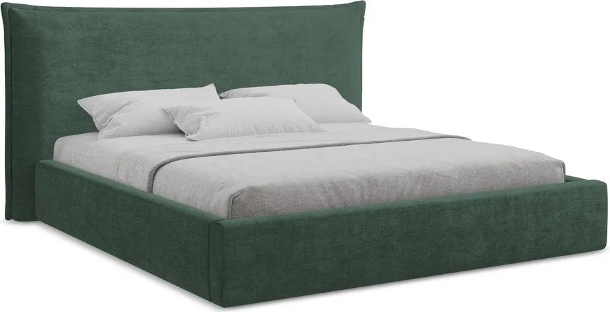 Zielone tapicerowane łóżko dwuosobowe ze schowkiem ze stelażem 180x200 cm Esala – Makamii