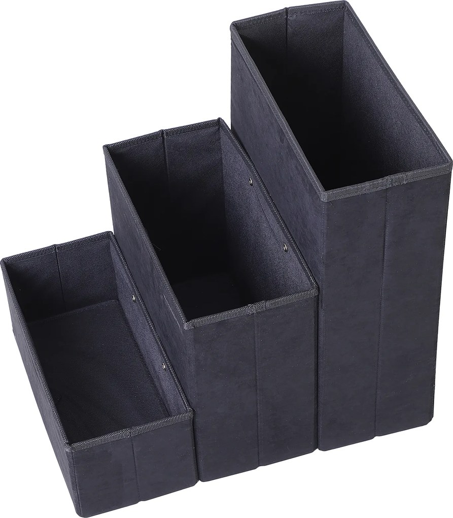 PawHut Schody dla Zwierząt Składane z Schowkiem MDF Czarne 40x54x48 cm | Aosom PL