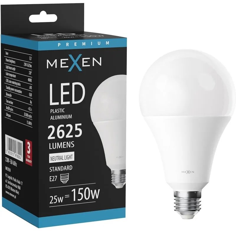 Mexen Nova żarówka LED E27, A95, 25W, Neutralna - 4000K, 2625 lm - L100-E27-2540-01