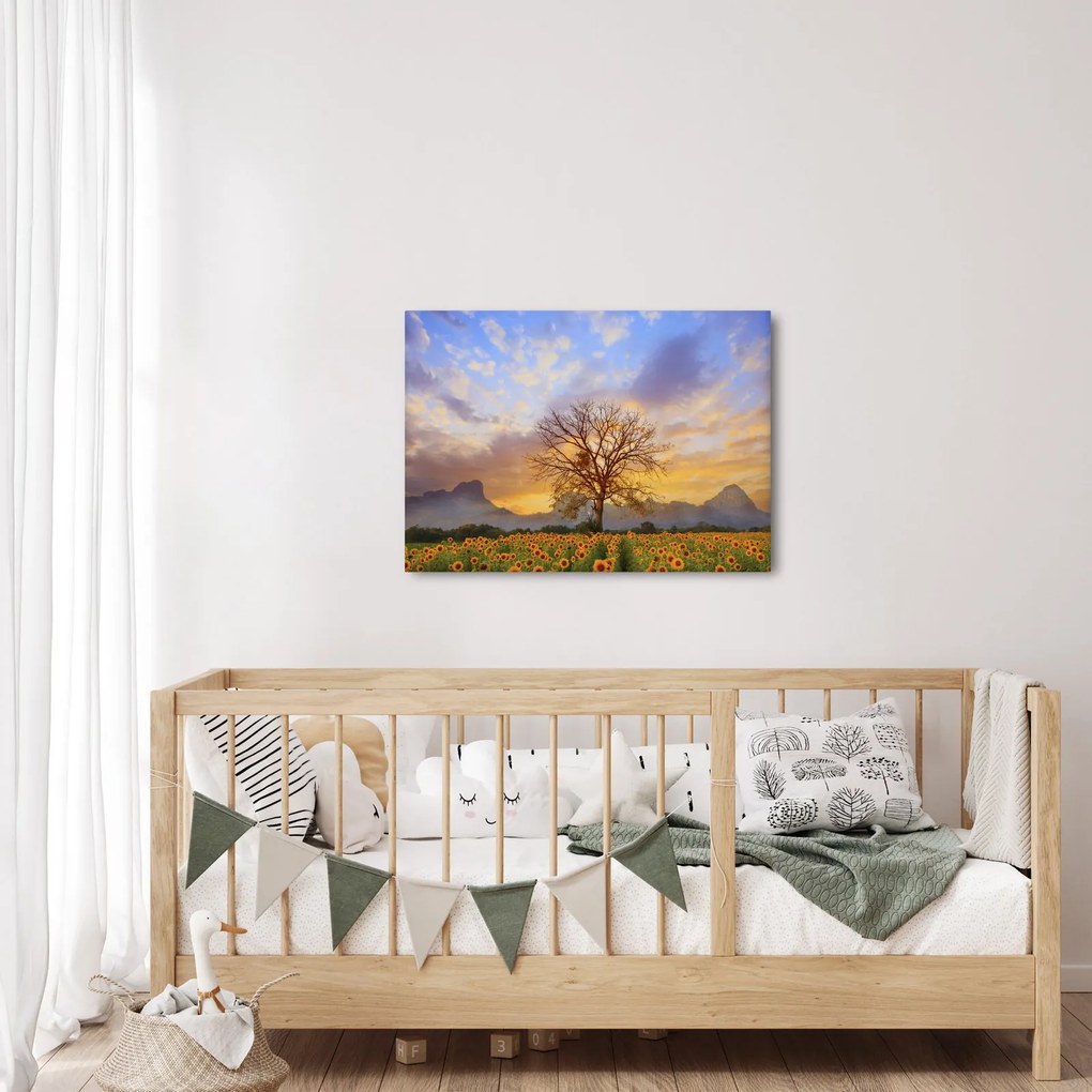 Obraz - Pejzaż ze słonecznikami (70x50 cm)