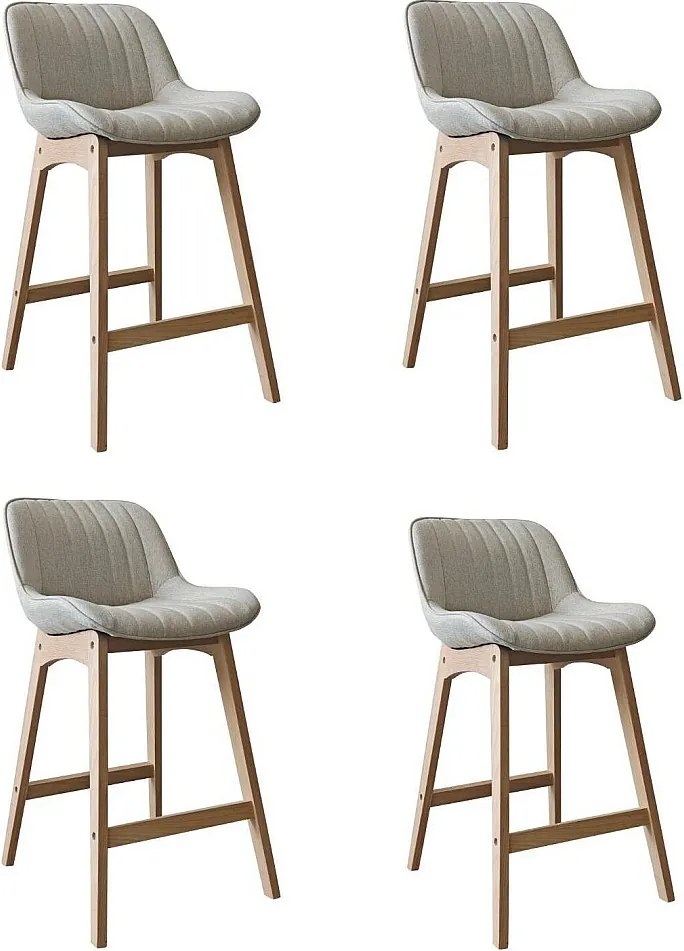 Komplet dębowych krzeseł wyspowych i barowych z siedziskiem z tkaniny MELLOW o szerokości 65 cm