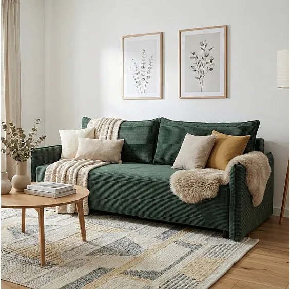 CORDO – sofa 3-osobowa z funkcją spania 197x140 cm, tkanina Poso 14 zielona