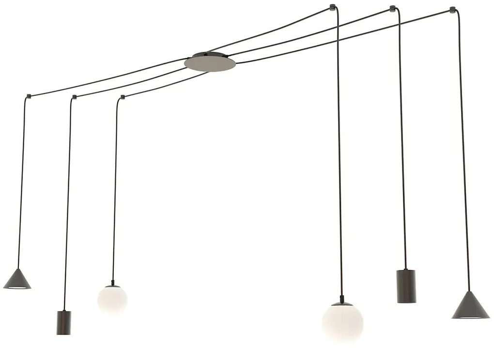 Czarna nowoczesna lampa pająk - 4X D132 P5-H68
