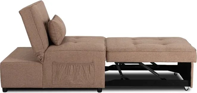 Fotel Wypoczynkowy Rozkładany IBERIS 80 cm Brązowy Tapicerowany Nowoczesny