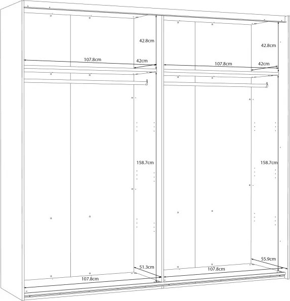 Szafa przesuwna 220 cm Savona 92411, dąb antyczny/beżowy połysk
