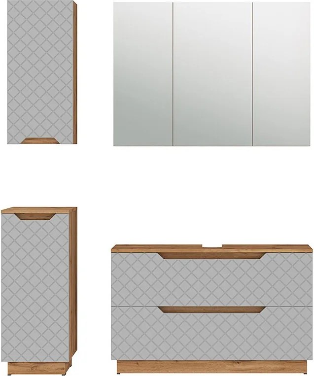 Zestaw mebli łazienkowych dąb/szary ze strukturą płytek 99.4x32x62.5 lotta
