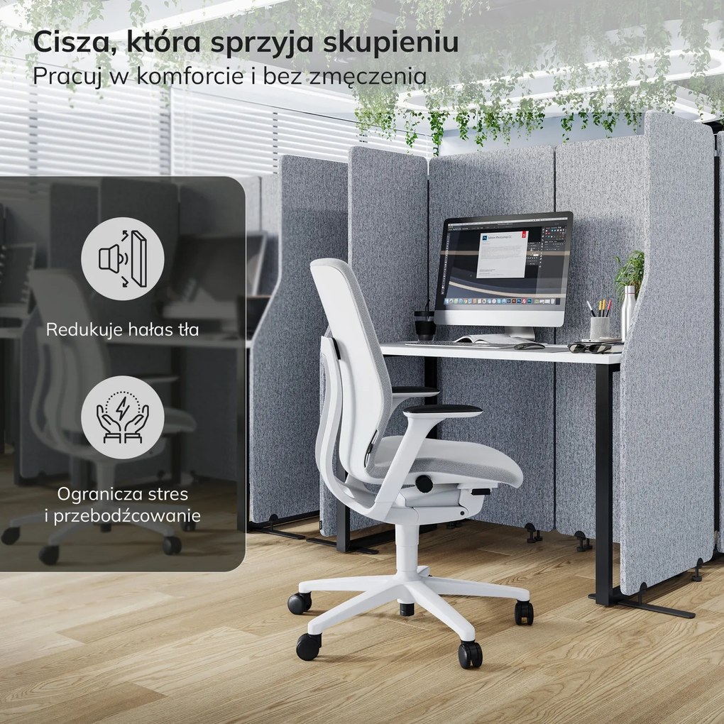 Parawan akustyczny Sadie, kolor Moon Dust, rozmiar 240/145 cm