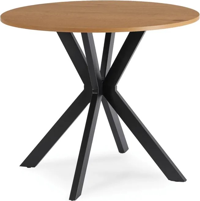 Stół Okrągły LAUREN 80 cm Dąb Złoty/Czarny Loft Nowoczesny