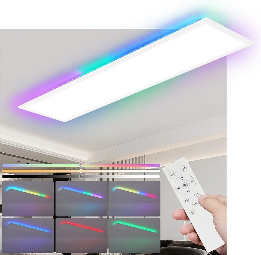 Panel LED NETTLIFE 100 x 25 cm - ściemnialna lampa sufitowa, podświetlenie RGB, 24 W, ciepła biel, neutralna biel