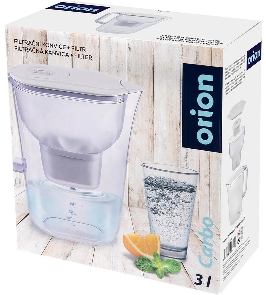 Orion 156019 Dzbanek filtrujący Carbo 3 l z filtrem, biały