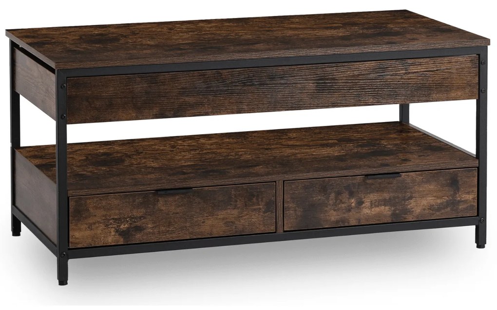 Ława do Salonu Rozkładana LUCA 100 cm Dąb Rustykalny/Czarny Loft