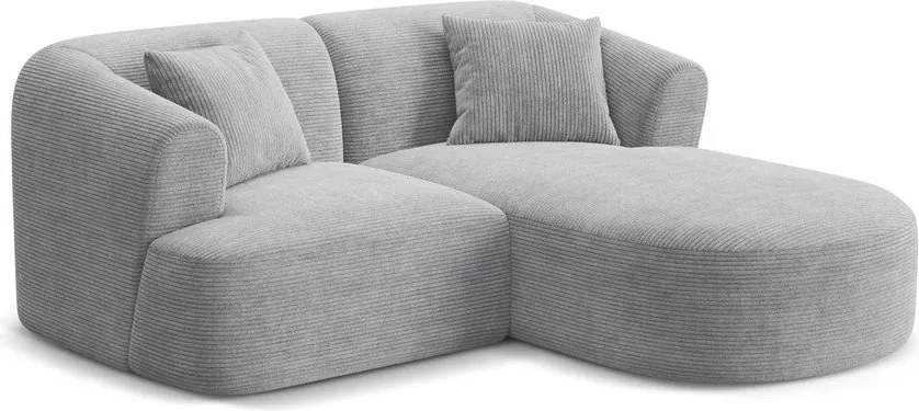 Jasnoszary sztruksowy narożnik (prawostronny/z szezlongiem) Campi – Cosmopolitan Design