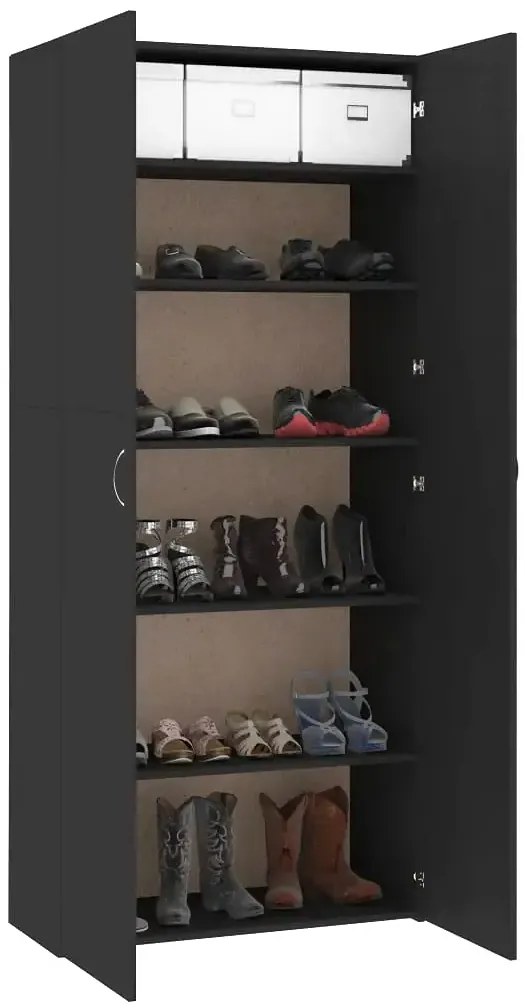 Czarna zamykana szafa na buty R5-Z78