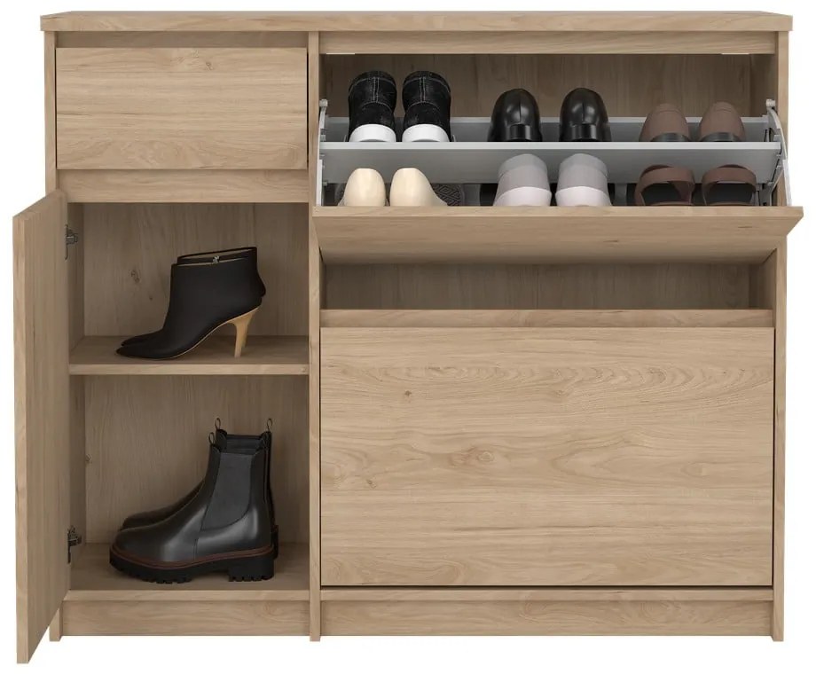 Uchylna szafka na buty w dekorze dębu w naturalnym kolorze 109x93x32 cm Naia – Tvilum