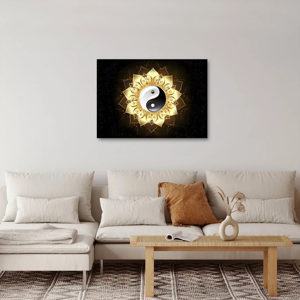 Obraz - Złoty Yin-Yang (70x50 cm)