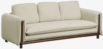 3-osobowa Sofa Z Bouclé I Drewna Kauczukowego Pablian Bukla Beżowa - Sklum