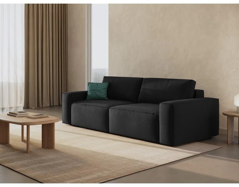 Czarna rozkładana sofa 247 cm Jodie – Micadoni Home