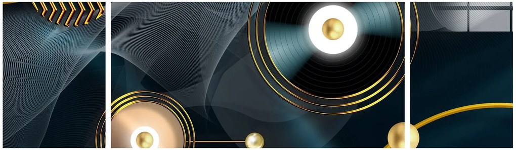Obraz - Złote kółka (170x50 cm)