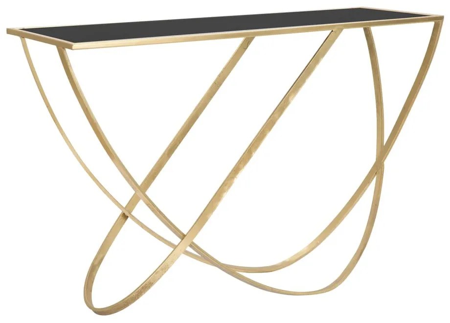 Konsola w czarno-złotym kolorze ze szklanym blatem 40x120 cm Ring – Mauro Ferretti