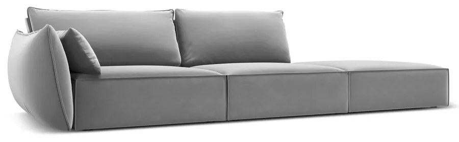 Jasnoszara aksamitna sofa lewostronna 264 cm Vanda – Mazzini Sofas